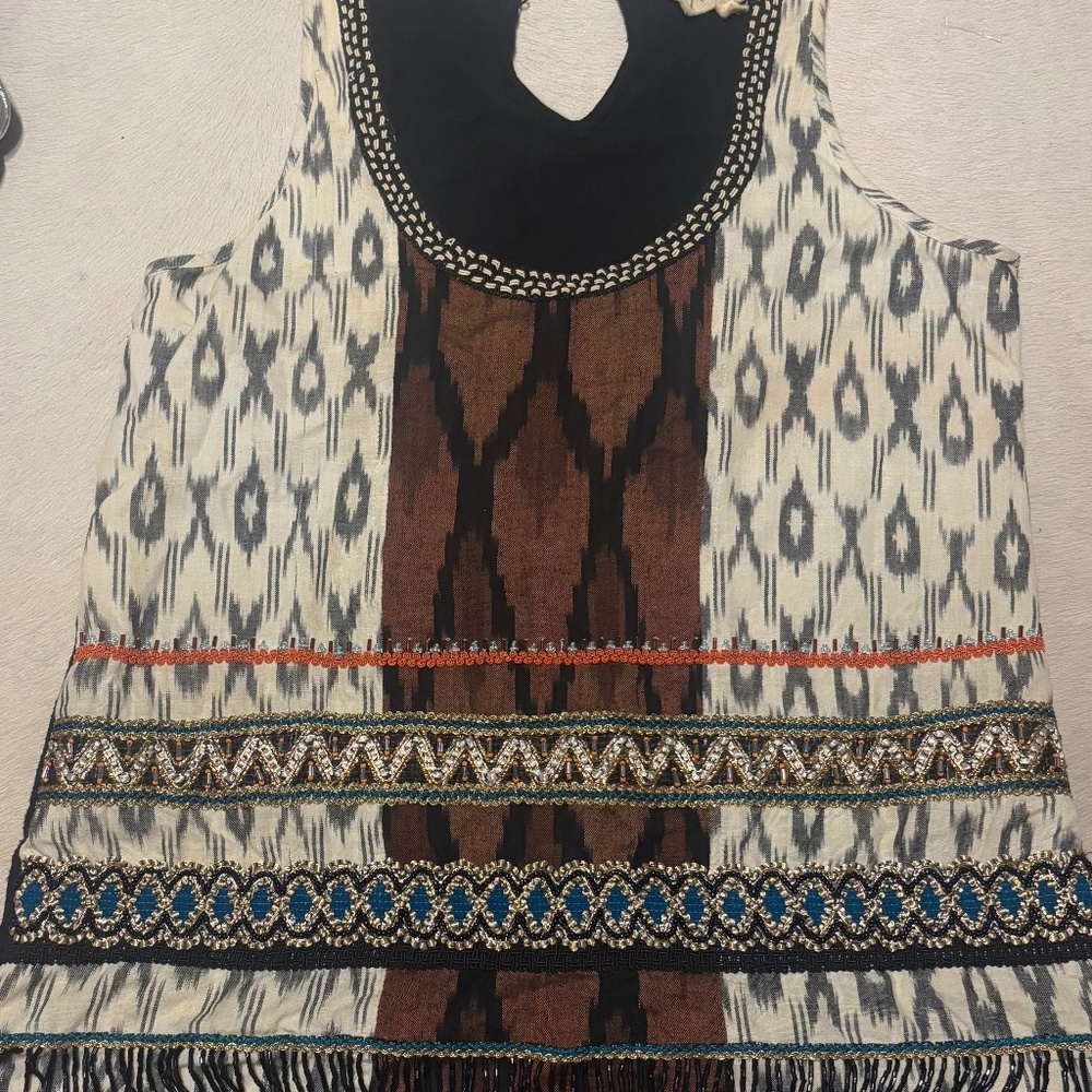Nicole Miller Artelier Boho Beaded  Top P (Xs)